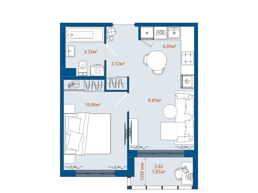 2 ккв (Евро) 35,5 м²