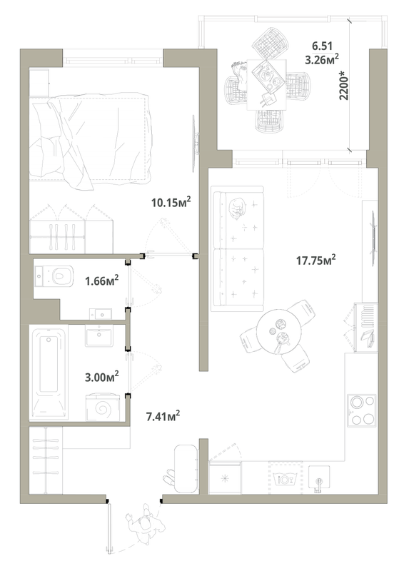 2 ккв (Евро) 43,2 м²