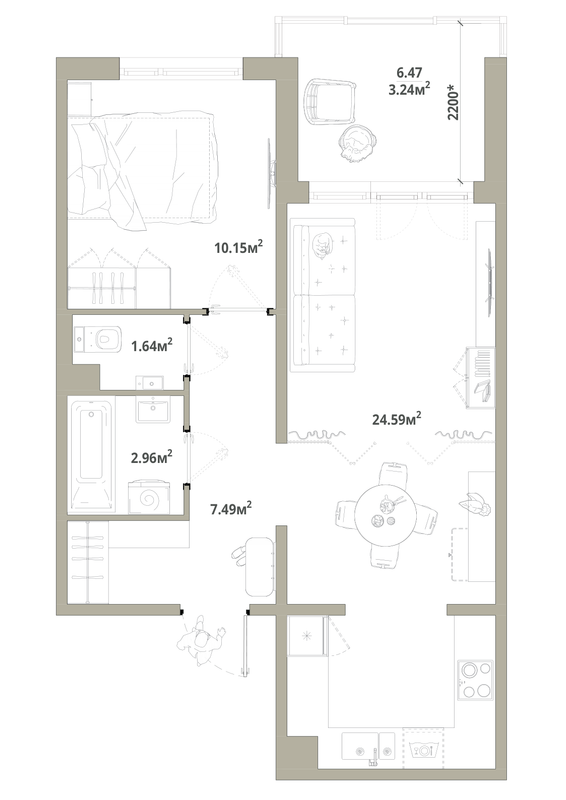 2 ккв (Евро) 50,1 м²