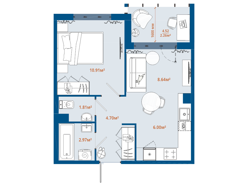 2 ккв (Евро) 37,3 м²
