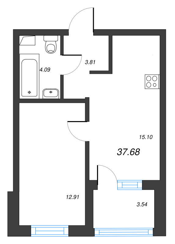 2 ккв (Евро) 37,7 м²