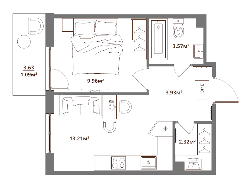 1 ккв 34,1 м²