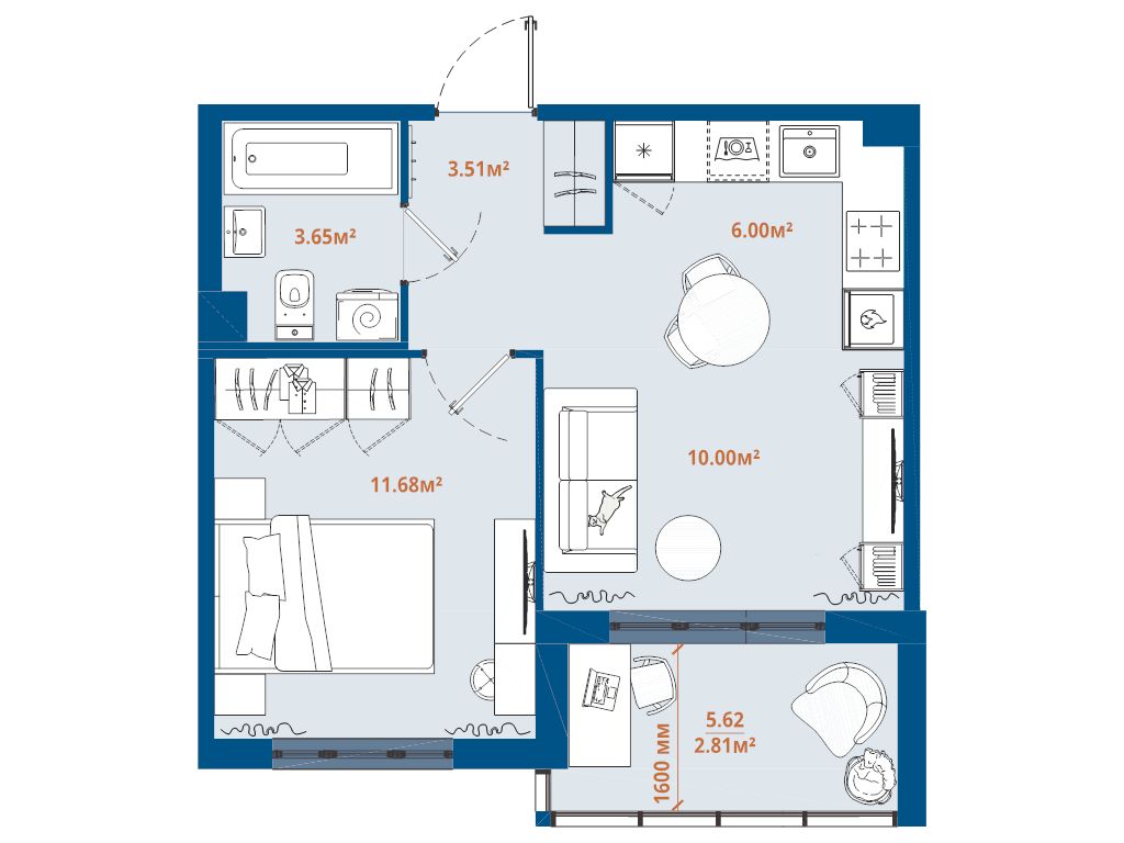 2 ккв (Евро) 37,7 м²