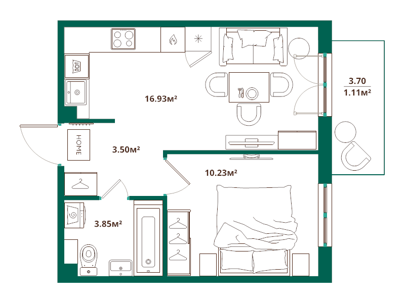 2 ккв (Евро) 35,6 м²