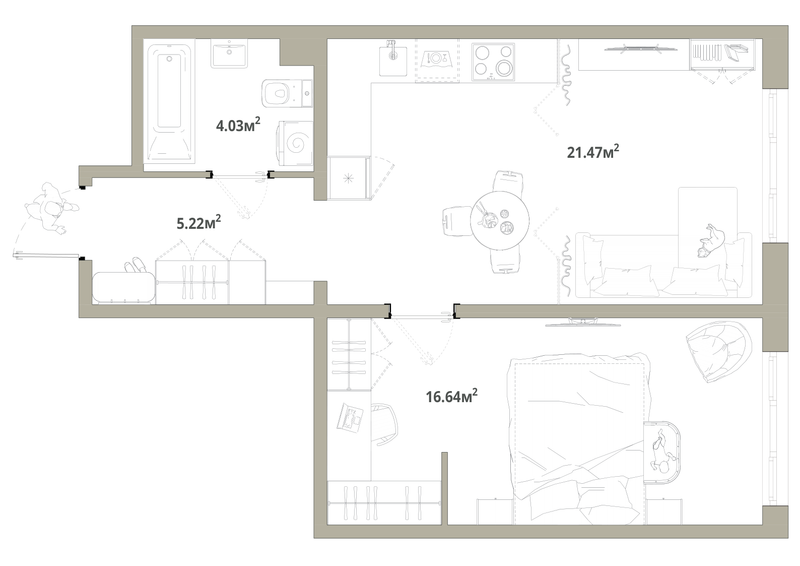 2 ккв (Евро) 47,4 м²
