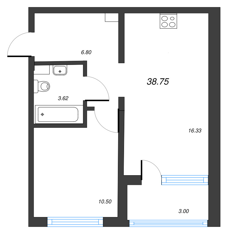 2 ккв (Евро) 38,8 м²
