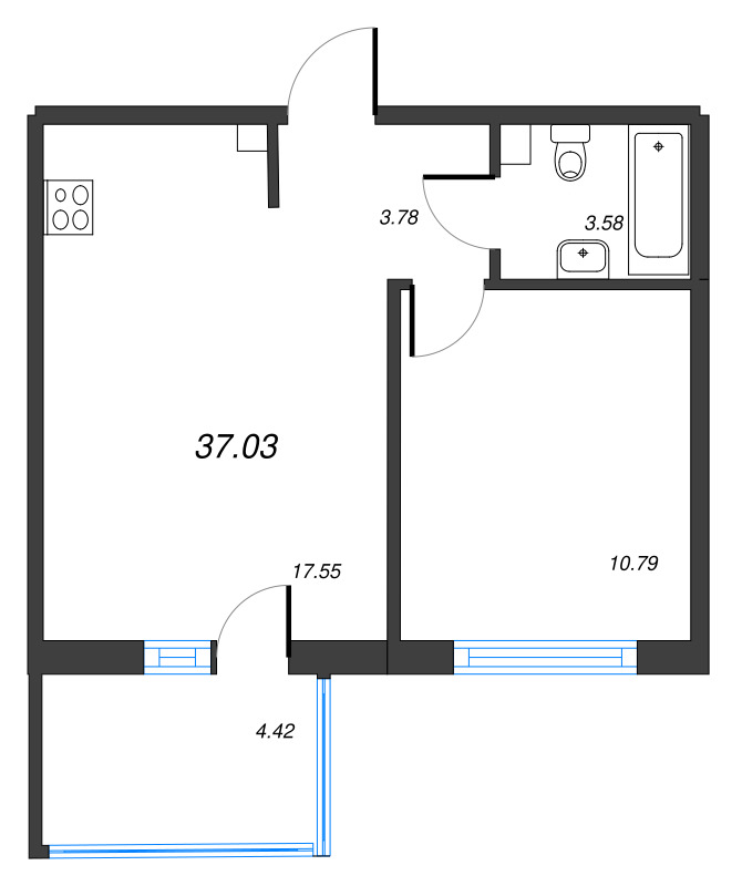 2 ккв (Евро) 37 м²