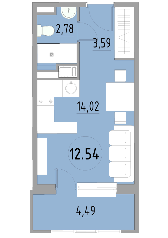 Студия 25,1 м²