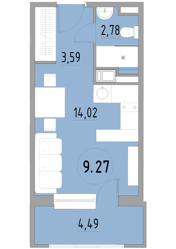 Студия 24,9 м²