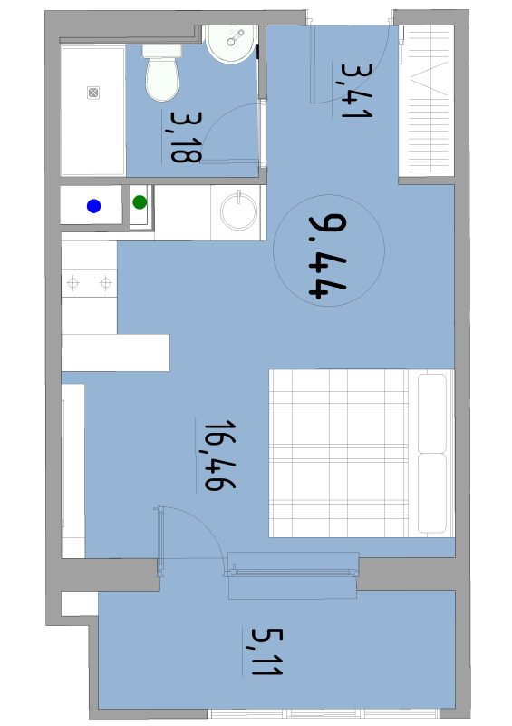 Студия 28,6 м²