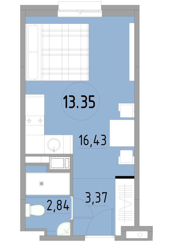 Студия 22,6 м²
