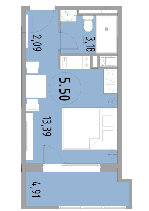 Студия 23,6 м²