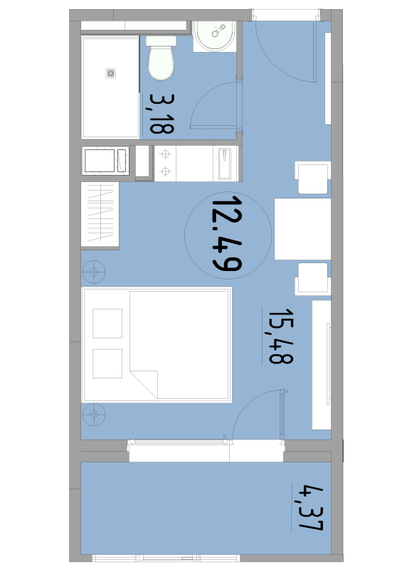Студия 23 м²