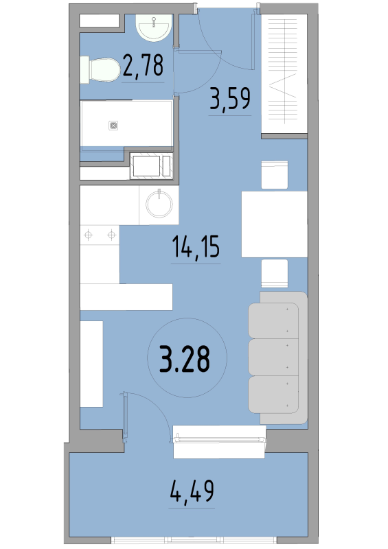 Студия 24,9 м²