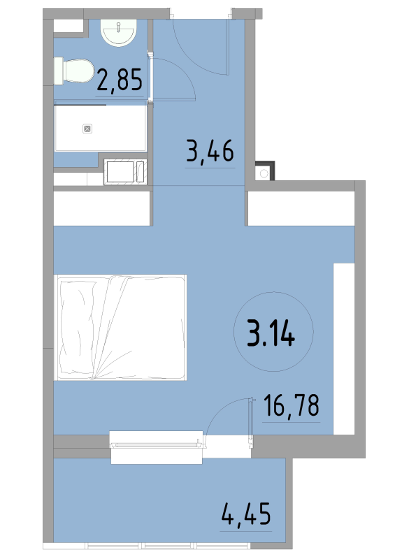 Студия 27,5 м²