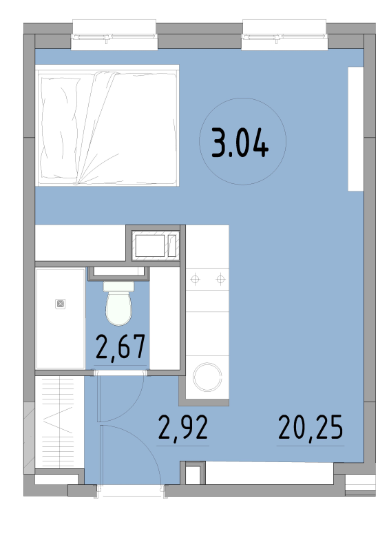 Студия 27,5 м²