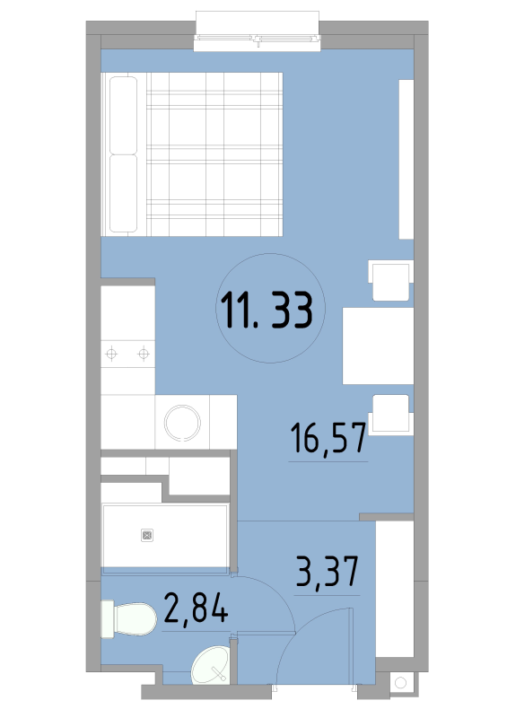 Студия 22,9 м²