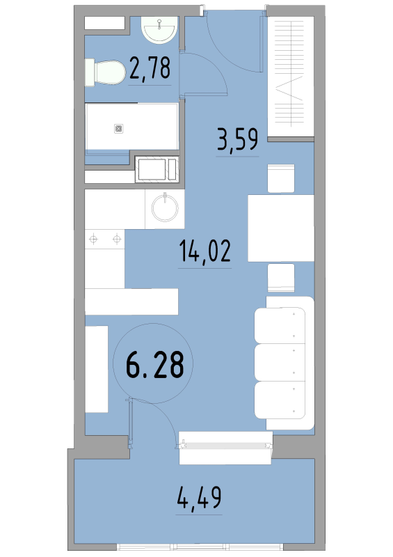 Студия 25 м²