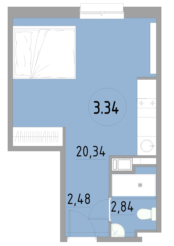 Студия 25,7 м²
