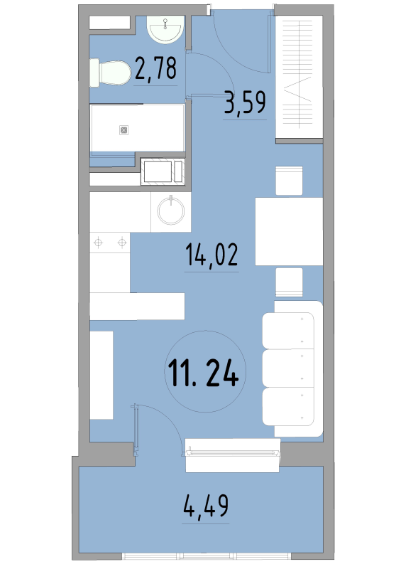 Студия 24,9 м²