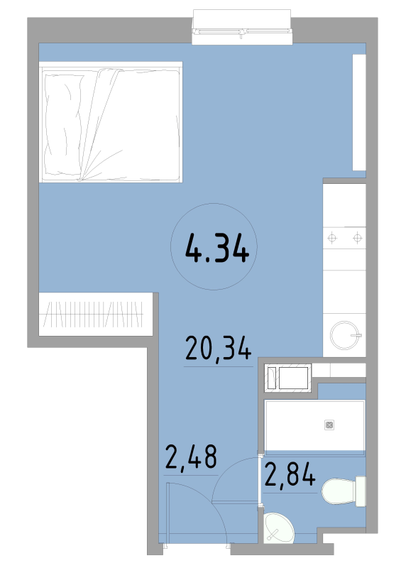 Студия 25,7 м²
