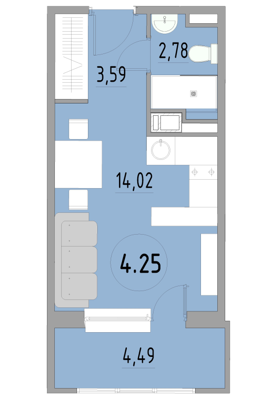 Студия 25 м²