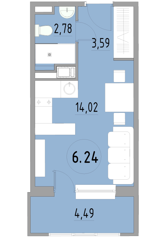Студия 24,9 м²