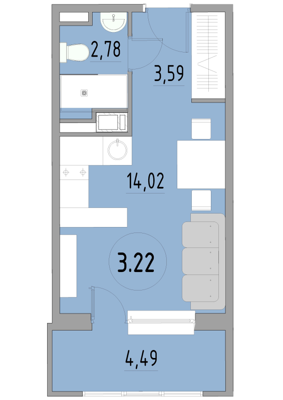Студия 24,8 м²
