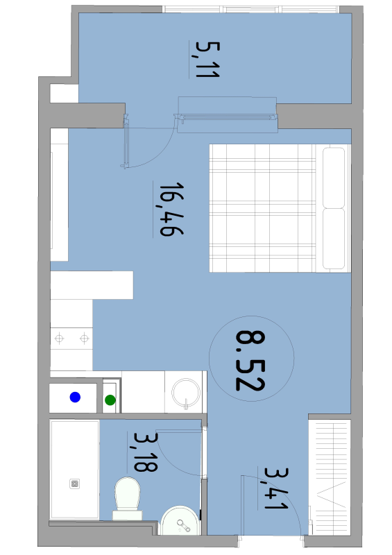 Студия 28,8 м²
