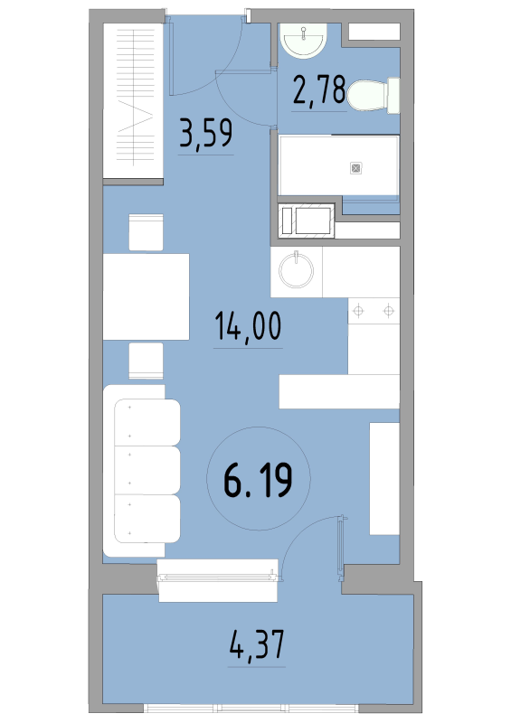 Студия 24,9 м²