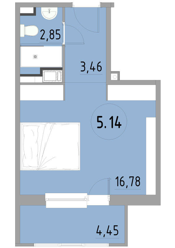 Студия 27,7 м²