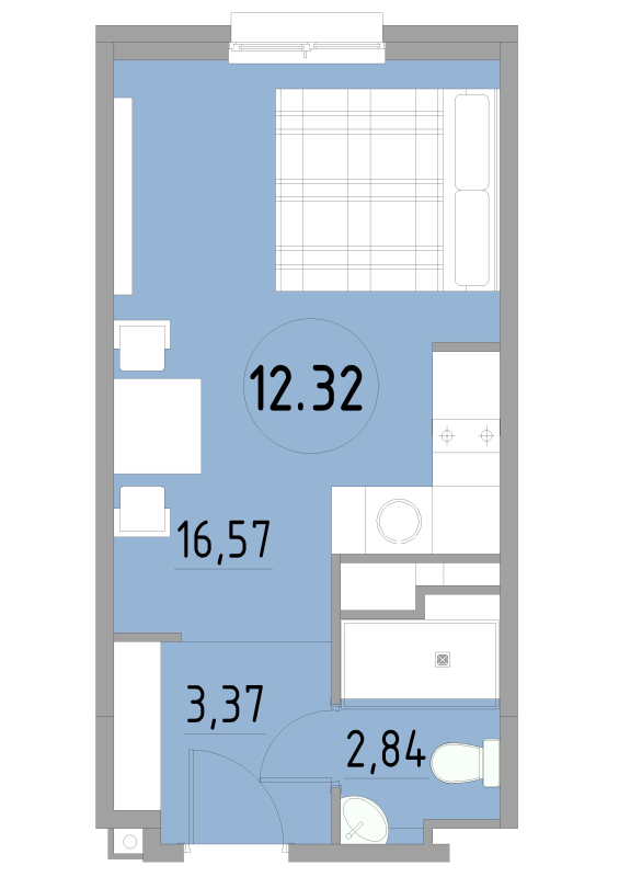 Студия 22,8 м²