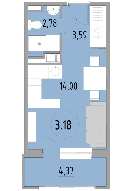 Студия 24,8 м²
