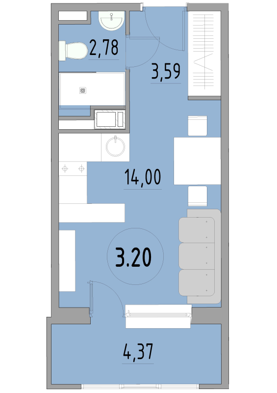 Студия 24,8 м²