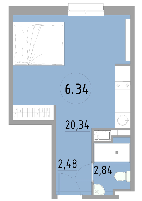 Студия 25,7 м²
