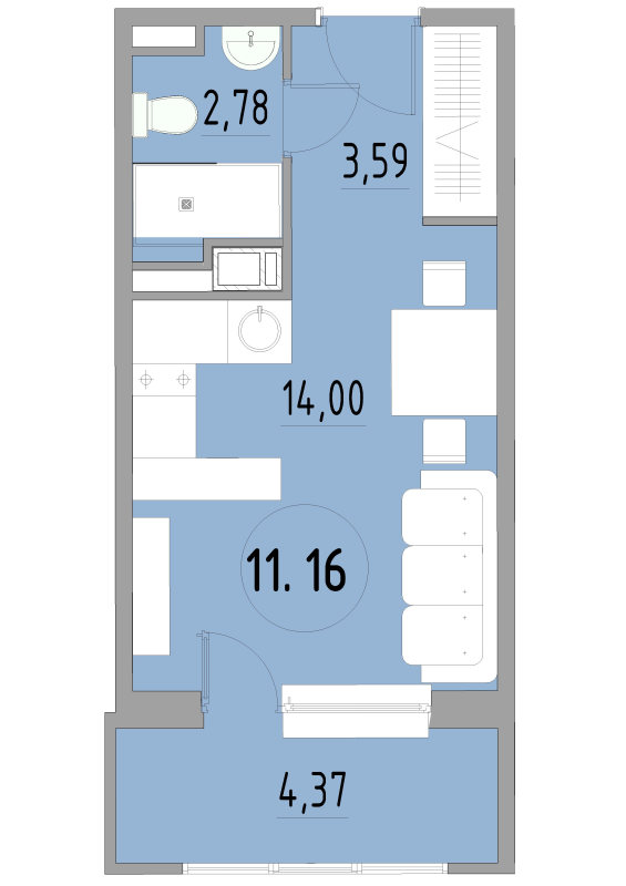 Студия 24,8 м²