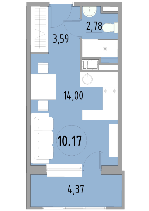 Студия 24,9 м²
