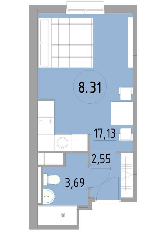 Студия 23,4 м²