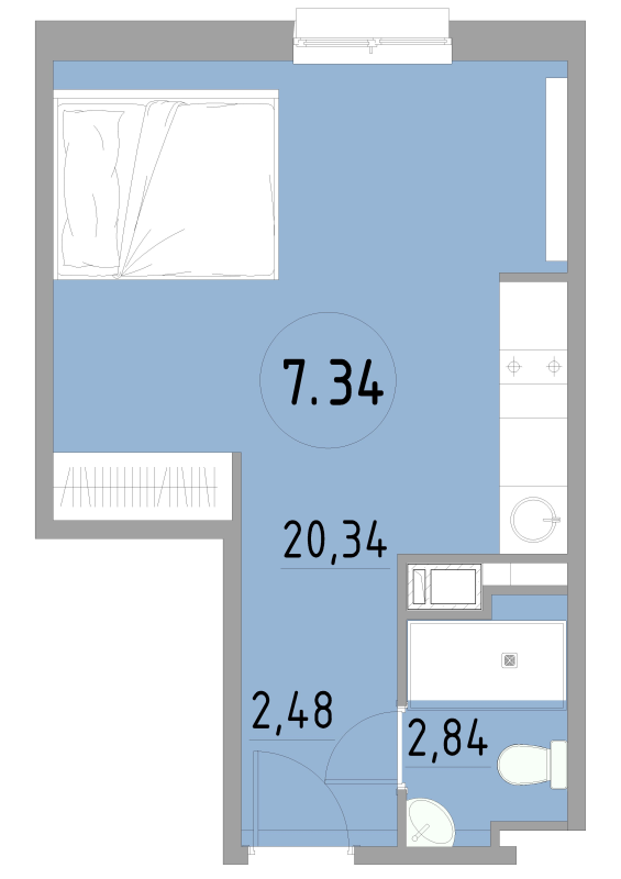 Студия 25,7 м²