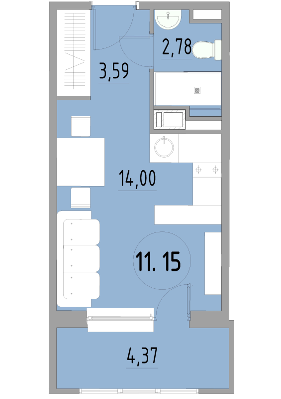 Студия 24,9 м²