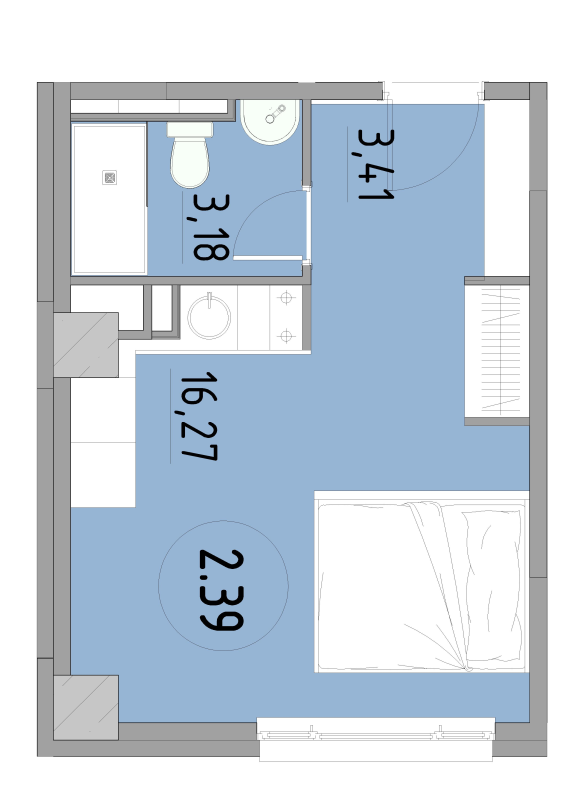 Студия 22,9 м²