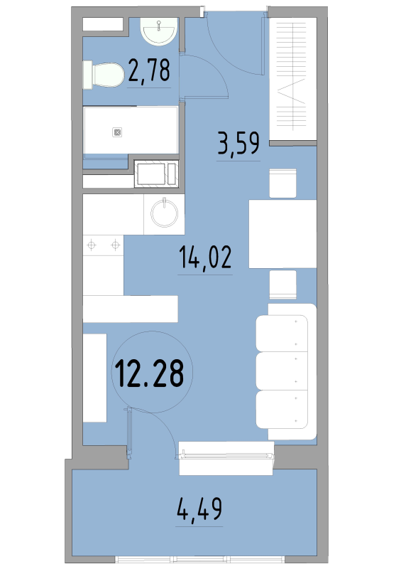 Студия 25 м²