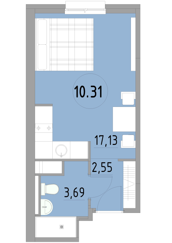 Студия 23,4 м²