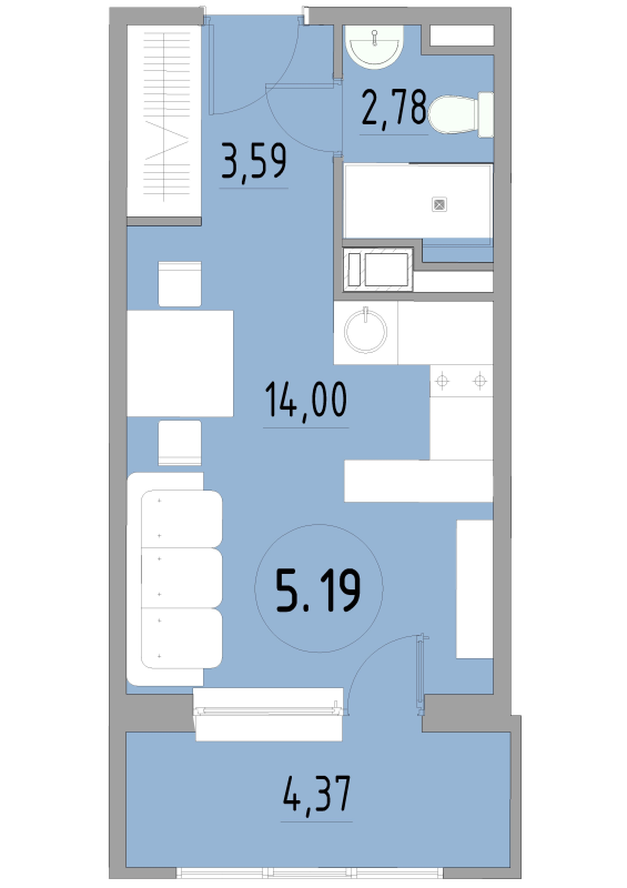 Студия 24,9 м²