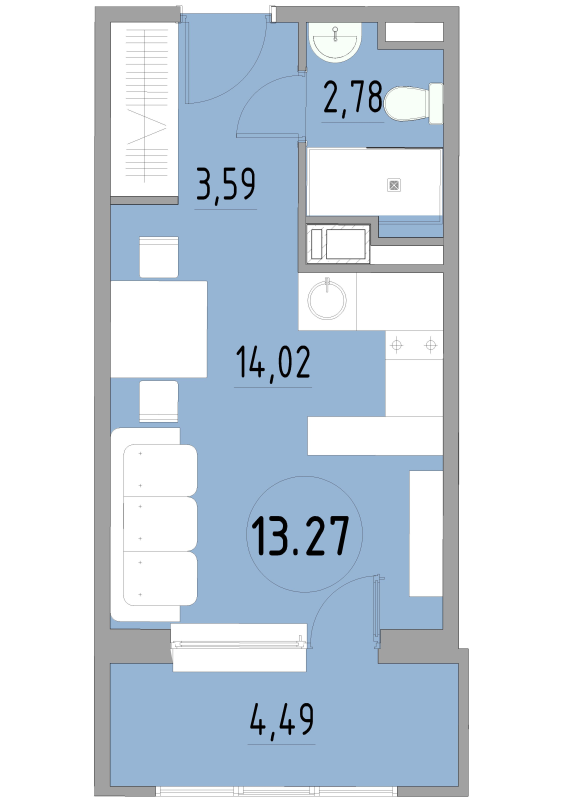 Студия 24,9 м²
