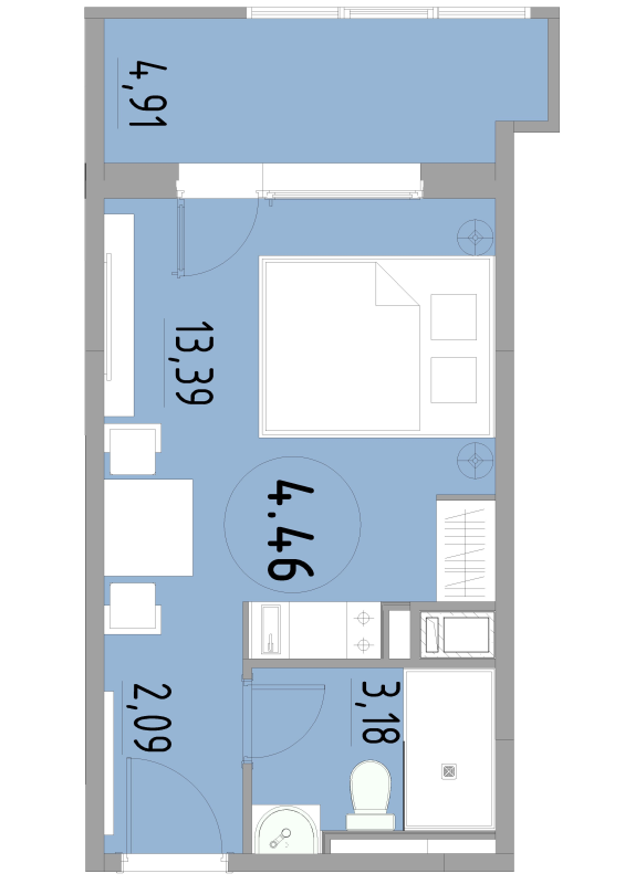 Студия 23,4 м²