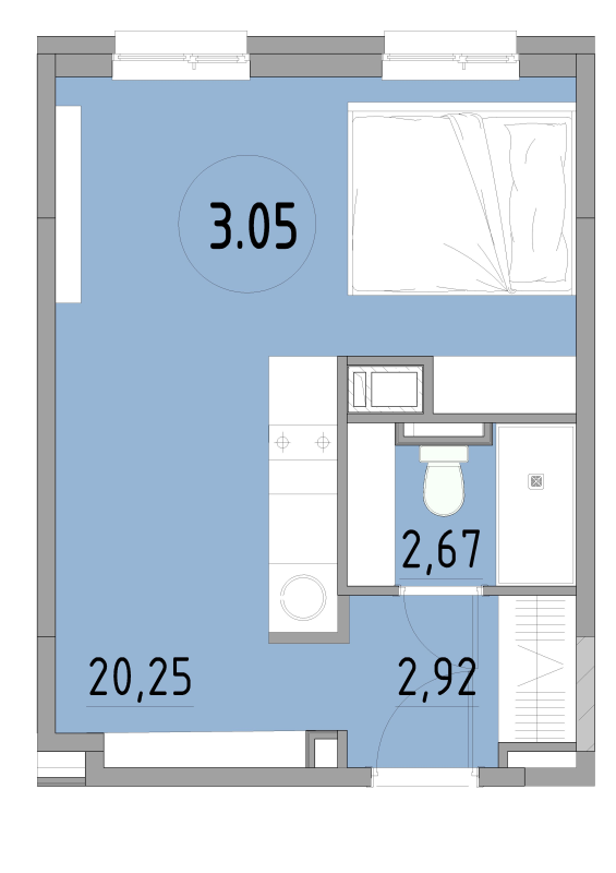 Студия 27,5 м²