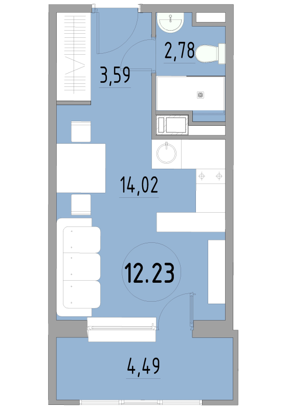 Студия 24,9 м²