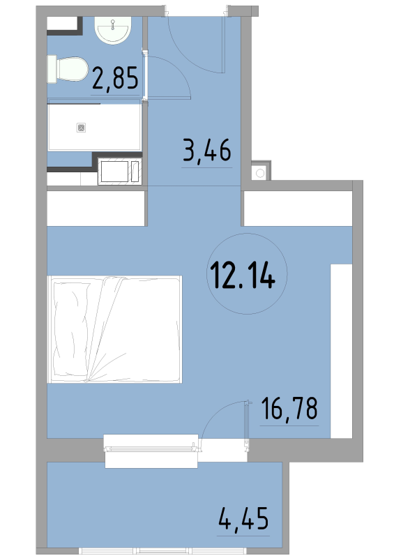 Студия 27,7 м²