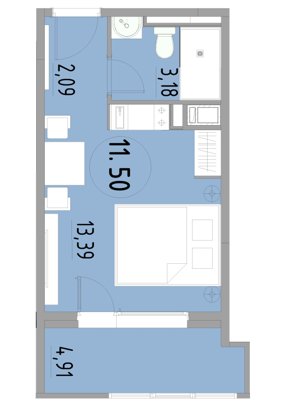 Студия 23,6 м²